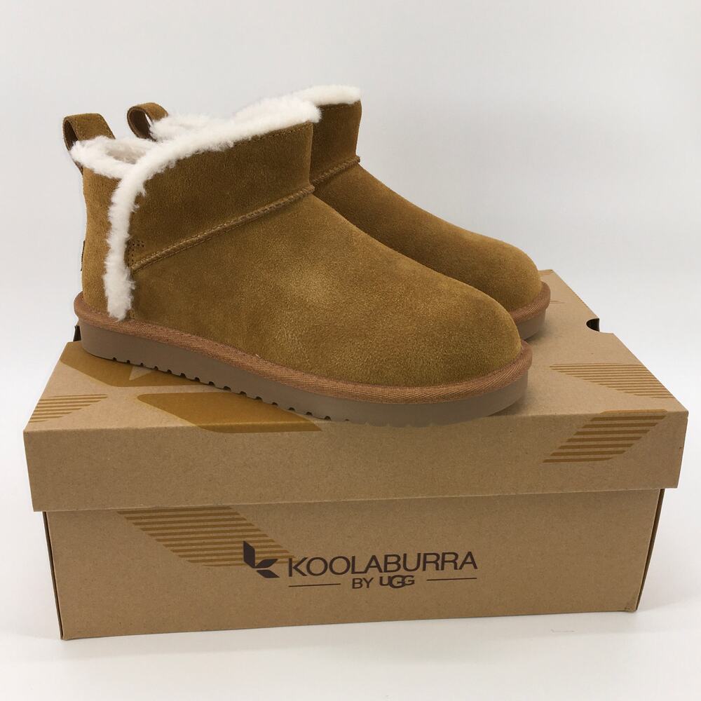 Koolaburra UGG Koola Ultra Mini Fur Lined Ankle Boot Womens 6 Suede Brown NIB